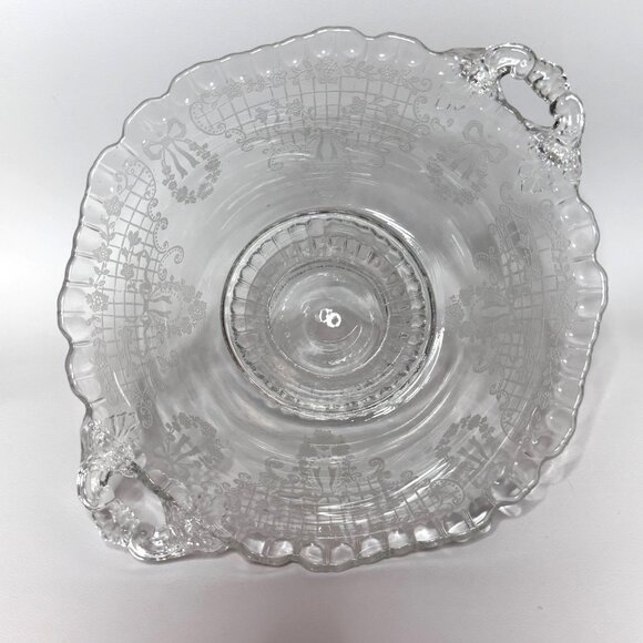Fostoria Etched Crystal Romance Clear Serving Bowl - Picture 7 of 11